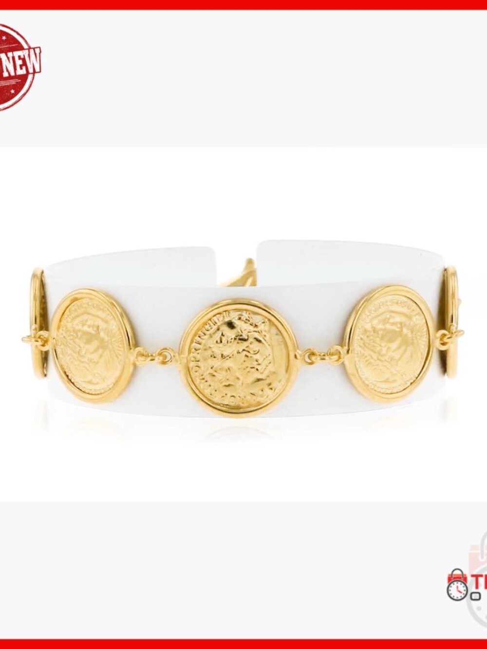 Italian 18kt Gold Over Sterling Silver Coin Bracelet 7 Inch - Picture 6 of 6
